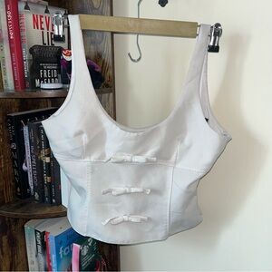 Zara White Tank Top with Bow Accents